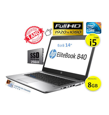 HP EliteBook 840 G4 | Intel Core i5 7300 | Ram 8GB |  SSD 256GB | Ecrã 14p FullHD 1920x1080  | Colunas Bang & Olufsen