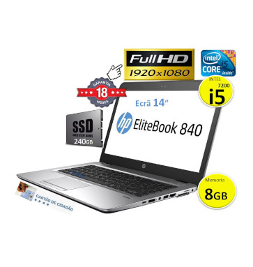 HP EliteBook 840 G4 | Intel Core i5 7200 | Ram 8GB |  SSD 240GB | Ecrã 14p FullHD 1920x1080  | Colunas Bang & Olufsen